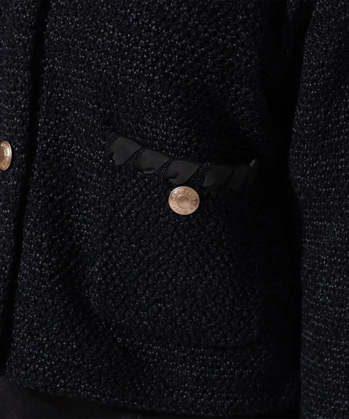 Mystrada（マイストラーダ）の「ブークレニットジャケット（ニット/セーター・レディース・ネイビー/ライトブルー/ホワイト・36/38）」の12枚目の写真