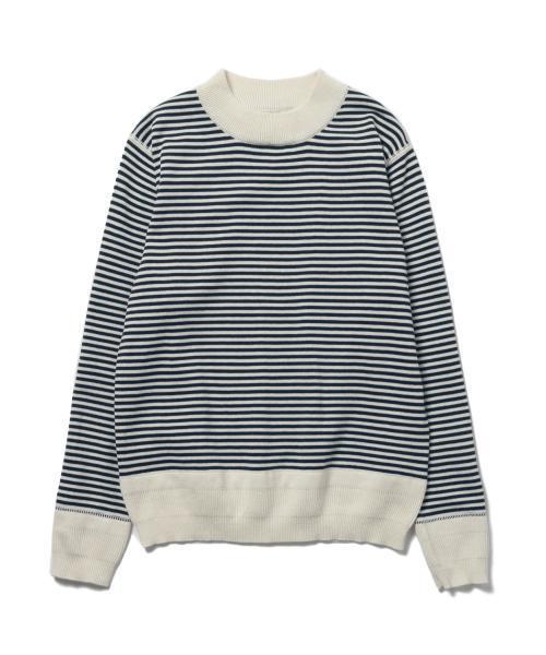BEAMS BOY（ビームスボーイ）の「BEAMS BOY / 12ゲージ 5mm ボーダー クルー（ニット/セーター・レディース・ブラック/レッド/ネイビー・ONE SIZE）」の2枚目の写真