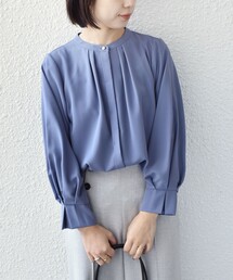 〈洗濯機可能〉ジョーゼット タックスリーブ ブラウス2◇