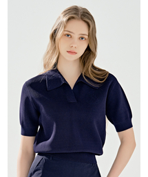 シグニチャーカラー半袖ニット NAVY