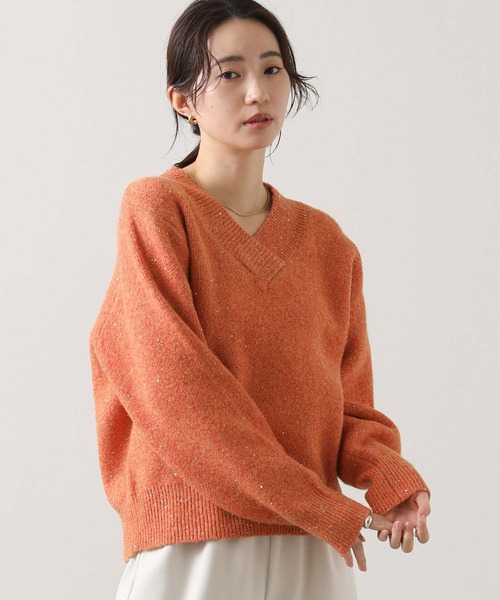Gready Brilliant(グレディブリリアン)の「2wayスパンコールニット(ニット/セーター・レディース・オレンジ/ライトグレー・38)」の3枚目の写真