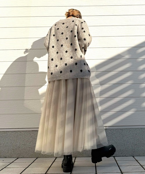 Q（キュー）の「ドットニット（ニット/セーター・レディース・ベージュ/グレー・MEDIUM）」の15枚目の写真