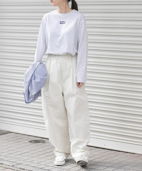 FORK&SPOON（フォークアンドスプーン）の「FORK&SPOON　フロッキープリントロングスリーブTシャツ（Tシャツ/カットソー・レディース・ホワイト系その他/グレー系その他・1）」の5枚目の写真