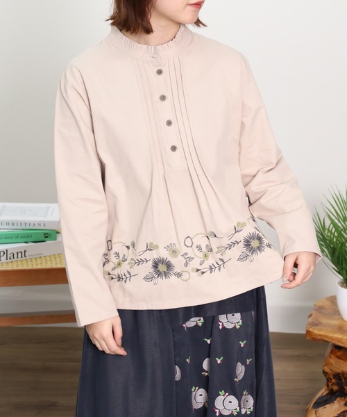 EMAGO 花ﾊﾟｰﾂ刺繍ﾌﾞﾗｳｽ