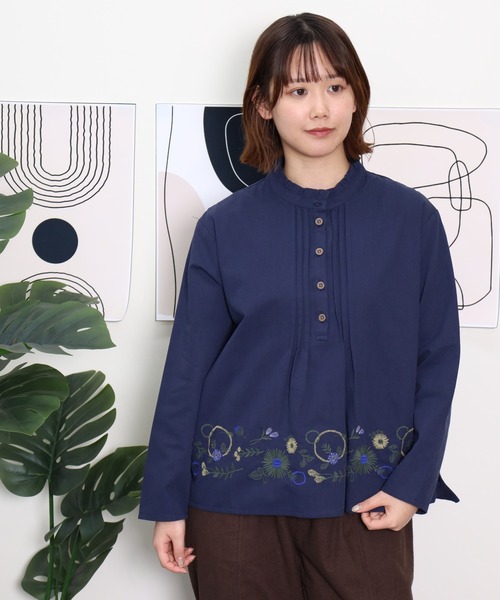 EMAGO 花ﾊﾟｰﾂ刺繍ﾌﾞﾗｳｽ