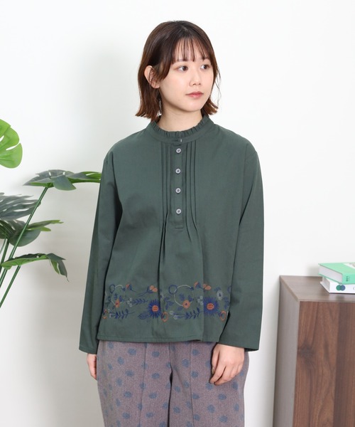 EMAGO 花ﾊﾟｰﾂ刺繍ﾌﾞﾗｳｽ