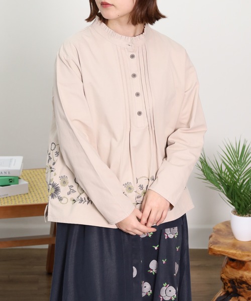 EMAGO 花ﾊﾟｰﾂ刺繍ﾌﾞﾗｳｽ
