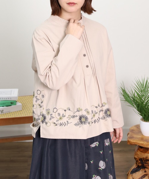 EMAGO 花ﾊﾟｰﾂ刺繍ﾌﾞﾗｳｽ