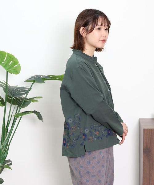 EMAGO 花ﾊﾟｰﾂ刺繍ﾌﾞﾗｳｽ