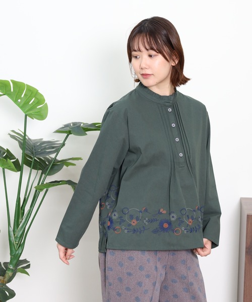 EMAGO 花ﾊﾟｰﾂ刺繍ﾌﾞﾗｳｽ