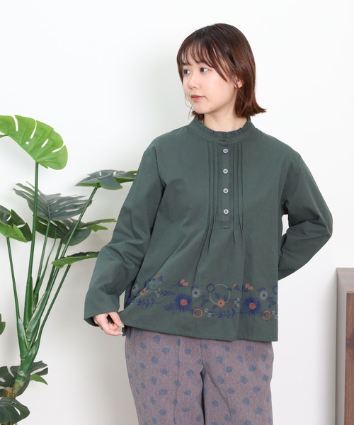 EMAGO 花ﾊﾟｰﾂ刺繍ﾌﾞﾗｳｽ