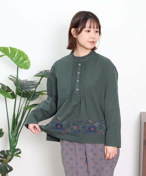 EMAGO 花ﾊﾟｰﾂ刺繍ﾌﾞﾗｳｽ