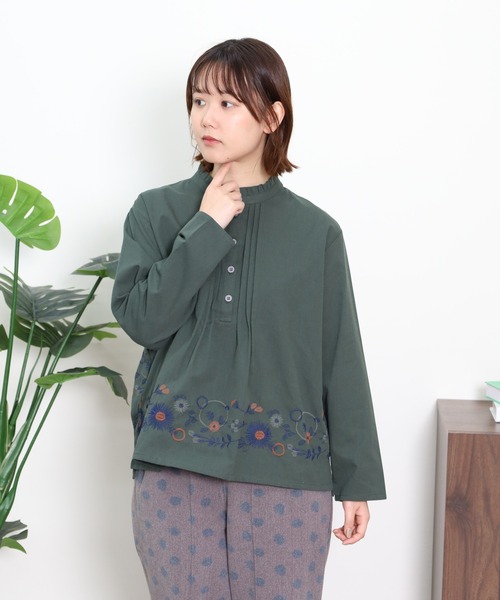 EMAGO 花ﾊﾟｰﾂ刺繍ﾌﾞﾗｳｽ