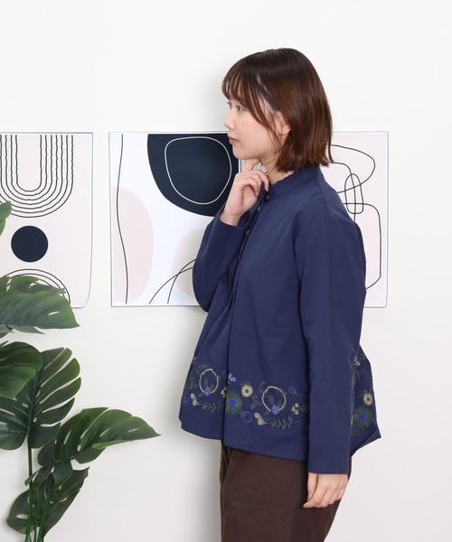 EMAGO 花ﾊﾟｰﾂ刺繍ﾌﾞﾗｳｽ