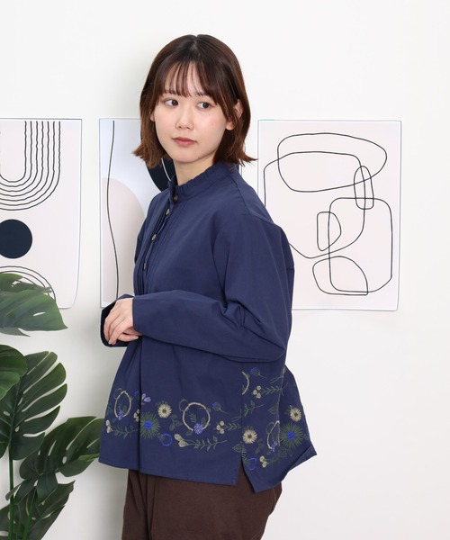 EMAGO 花ﾊﾟｰﾂ刺繍ﾌﾞﾗｳｽ