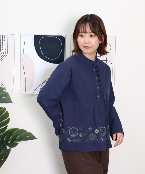 EMAGO 花ﾊﾟｰﾂ刺繍ﾌﾞﾗｳｽ