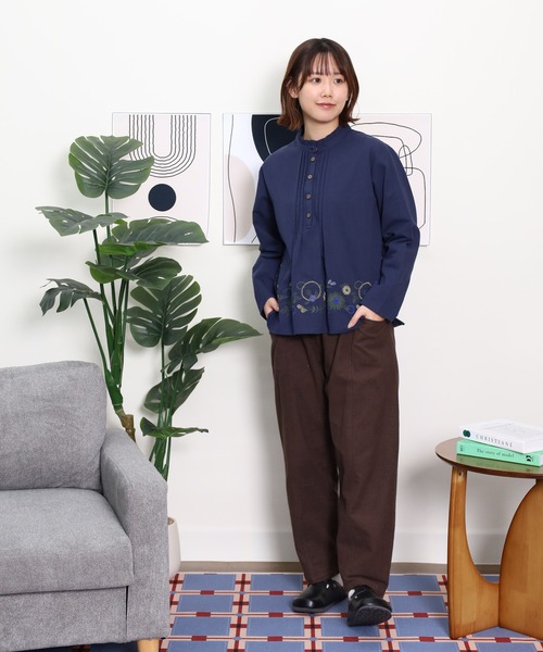 EMAGO 花ﾊﾟｰﾂ刺繍ﾌﾞﾗｳｽ