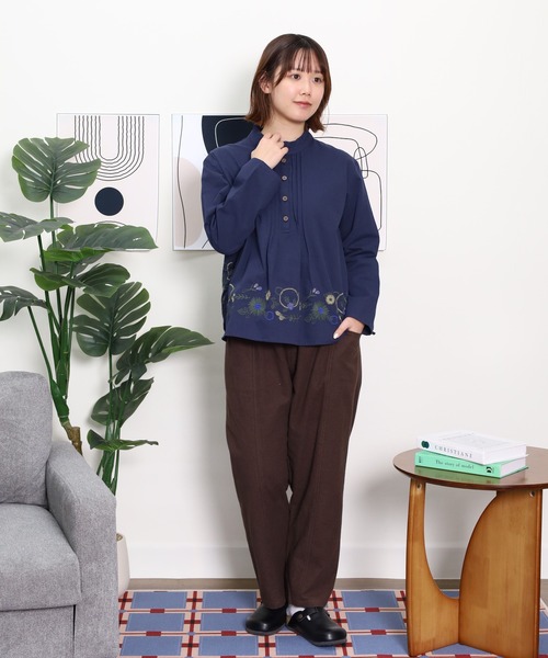 EMAGO 花ﾊﾟｰﾂ刺繍ﾌﾞﾗｳｽ