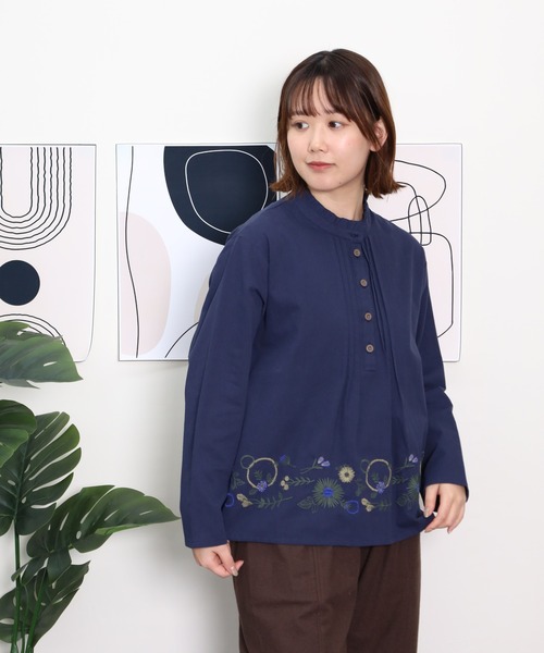 EMAGO 花ﾊﾟｰﾂ刺繍ﾌﾞﾗｳｽ