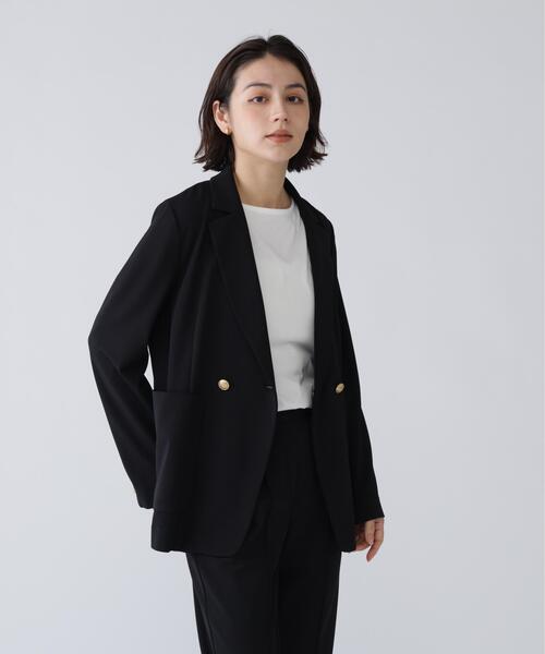 NAVYNAVY（ネイビーネイビー）の「【365ユーティリティ】洗えてシワになりづらい楽ちんキレイ見えジャージーセットアップ（テーラードジャケット・レディース・ネイビー/ブラック・MEDIUM/SMALL）」の18枚目の写真