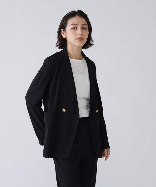 NAVYNAVY（ネイビーネイビー）の「【365ユーティリティ】洗えてシワになりづらい楽ちんキレイ見えジャージーセットアップ（テーラードジャケット・レディース・ネイビー/ブラック・MEDIUM/SMALL）」の14枚目の写真