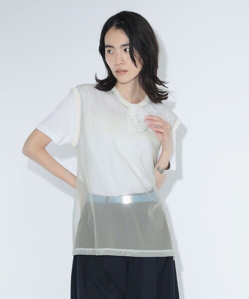 maturely(マチュアリー)の「【8/6再値下げ】maturely / シャンブレー チュール ノースリーブ(Tシャツ/カットソー・レディース・ベージュ/グリーン/チャコールグレー・ONE SIZE)」の1枚目の写真