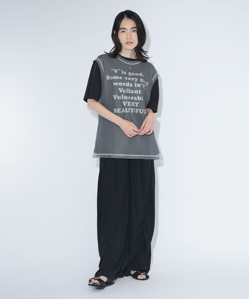 maturely(マチュアリー)の「【8/6再値下げ】maturely / シャンブレー チュール ノースリーブ(Tシャツ/カットソー・レディース・ベージュ/グリーン/チャコールグレー・ONE SIZE)」の4枚目の写真