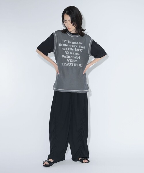 maturely(マチュアリー)の「【8/6再値下げ】maturely / シャンブレー チュール ノースリーブ(Tシャツ/カットソー・レディース・ベージュ/グリーン/チャコールグレー・ONE SIZE)」の6枚目の写真