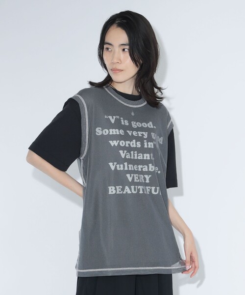 maturely(マチュアリー)の「【8/6再値下げ】maturely / シャンブレー チュール ノースリーブ(Tシャツ/カットソー・レディース・ベージュ/グリーン/チャコールグレー・ONE SIZE)」の7枚目の写真