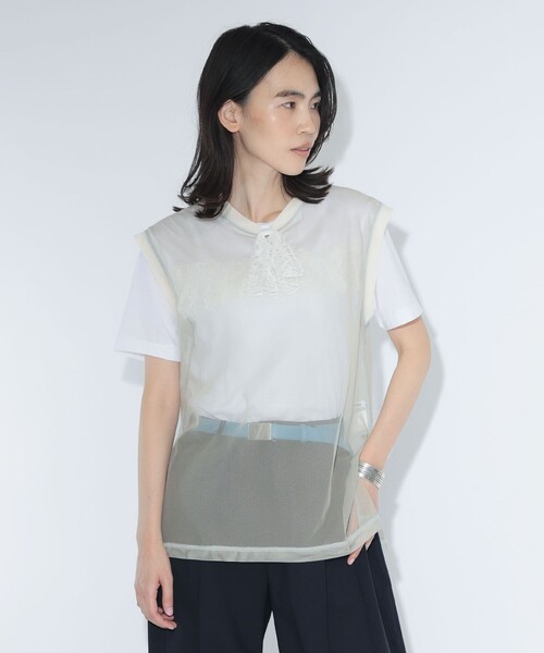 maturely(マチュアリー)の「【8/6再値下げ】maturely / シャンブレー チュール ノースリーブ(Tシャツ/カットソー・レディース・ベージュ/グリーン/チャコールグレー・ONE SIZE)」の14枚目の写真