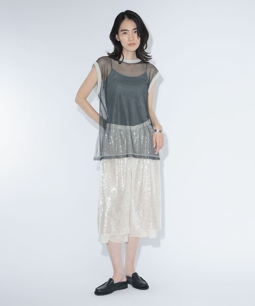 maturely(マチュアリー)の「【8/6再値下げ】maturely / シャンブレー チュール ノースリーブ(Tシャツ/カットソー・レディース・ベージュ/グリーン/チャコールグレー・ONE SIZE)」の15枚目の写真