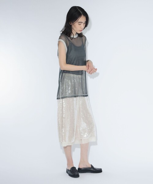 maturely(マチュアリー)の「【8/6再値下げ】maturely / シャンブレー チュール ノースリーブ(Tシャツ/カットソー・レディース・ベージュ/グリーン/チャコールグレー・ONE SIZE)」の16枚目の写真