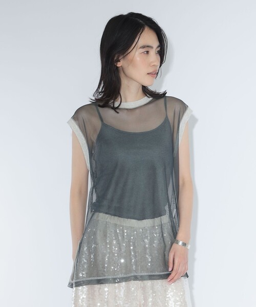 maturely(マチュアリー)の「【8/6再値下げ】maturely / シャンブレー チュール ノースリーブ(Tシャツ/カットソー・レディース・ベージュ/グリーン/チャコールグレー・ONE SIZE)」の17枚目の写真