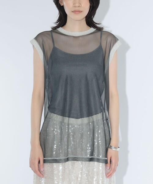 maturely(マチュアリー)の「【8/6再値下げ】maturely / シャンブレー チュール ノースリーブ(Tシャツ/カットソー・レディース・ベージュ/グリーン/チャコールグレー・ONE SIZE)」の18枚目の写真