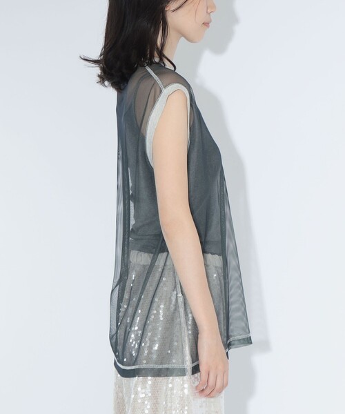 maturely(マチュアリー)の「【8/6再値下げ】maturely / シャンブレー チュール ノースリーブ(Tシャツ/カットソー・レディース・ベージュ/グリーン/チャコールグレー・ONE SIZE)」の19枚目の写真
