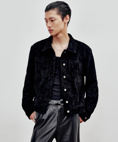 ANDROS(アンドロス)の「Cow Suede Trucker Jacket (Black)(ダウンジャケット/コート・メンズ・その他・LARGE/MEDIUM)」の2枚目の写真