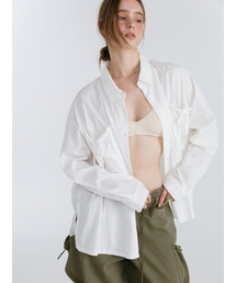 SHIRRING POCKET SHIRT / WHITE