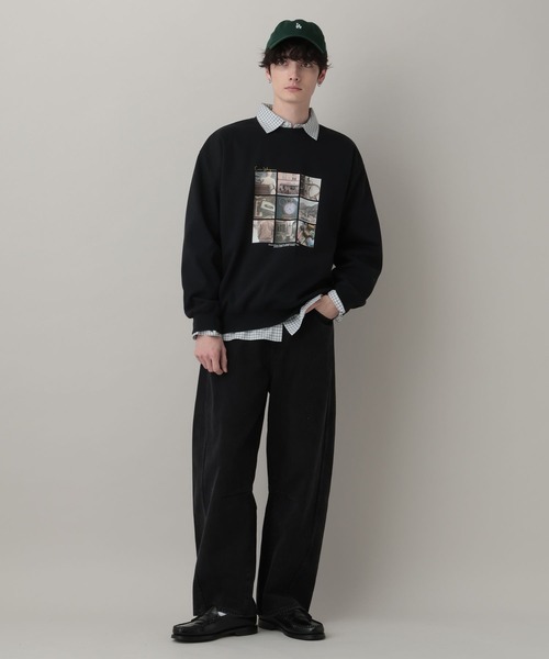 RE.RIISAコラージュスウェット(ブラック) セール】Collage Photographer Print Sweat/コラージュフォトプリント