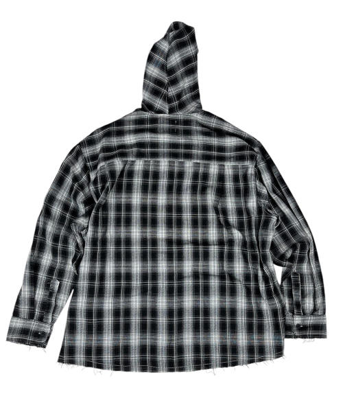 SK8ER ROCK(スケーターロック)の「Cross Cut-Off Tartan Check Hoodie Shirt ((Black))(シャツ/ブラウス・メンズ・その他・ONE SIZE)」の2枚目の写真