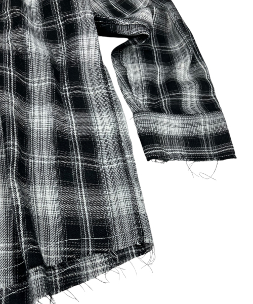 SK8ER ROCK(スケーターロック)の「Cross Cut-Off Tartan Check Hoodie Shirt ((Black))(シャツ/ブラウス・メンズ・その他・ONE SIZE)」の5枚目の写真