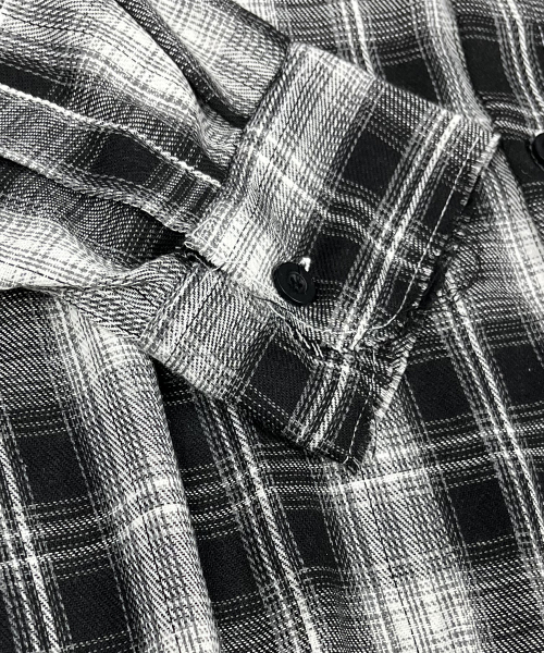 SK8ER ROCK(スケーターロック)の「Cross Cut-Off Tartan Check Hoodie Shirt ((Black))(シャツ/ブラウス・メンズ・その他・ONE SIZE)」の6枚目の写真