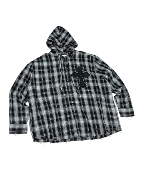SK8ER ROCK(スケーターロック)の「Cross Cut-Off Tartan Check Hoodie Shirt ((Black))(シャツ/ブラウス・メンズ・その他・ONE SIZE)」の9枚目の写真