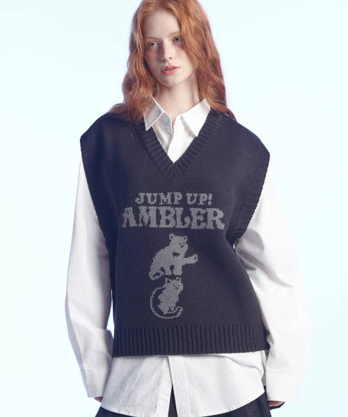 ambler(エムブラー)の「ジャンプアップ、スーパースター! スウェットニットベスト AKN502 (ブラック)(ベスト・レディース・その他・FREE)」の3枚目の写真