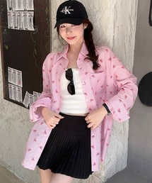 リボン&ストライプ柄ビッグシルエットシャツ
