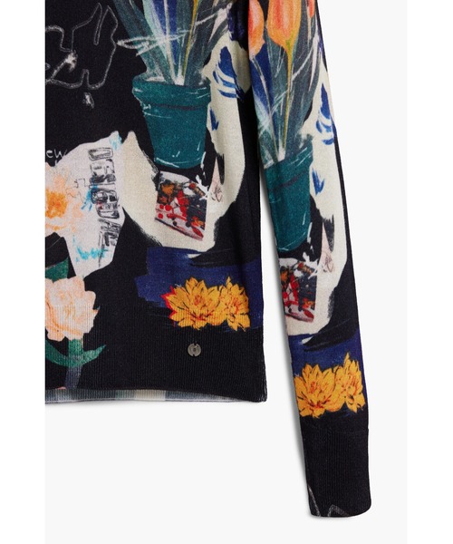 Desigual(デシグアル)の「薄手の植物柄セーター(ニット/セーター・レディース・ホワイト/ブラック・XS/S/M/L/XL)」の7枚目の写真