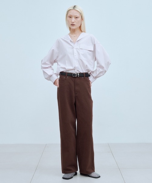 THINGS THAT MATTER（シングス ザット マター）の「EARTH BROWN PANTS / アース ブラウン パンツ（デニムパンツ・レディース・ブラウン・1/2）」の2枚目の写真