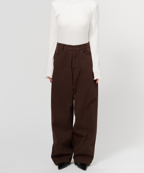 THINGS THAT MATTER（シングス ザット マター）の「EARTH BROWN PANTS / アース ブラウン パンツ（デニムパンツ・レディース・ブラウン・1/2）」の22枚目の写真