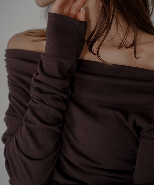 KINO THE KEI(キノザケイ)の「2WAY ドレープ ギャザー プルオーバー KINO THE KEI(Tシャツ/カットソー・レディース・ダークブラウン/クリーム/ホワイト・フリー)」の22枚目の写真