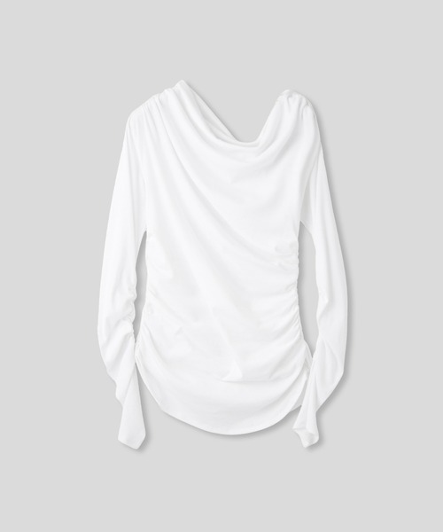 KINO THE KEI(キノザケイ)の「2WAY ドレープ ギャザー プルオーバー KINO THE KEI(Tシャツ/カットソー・レディース・ダークブラウン/クリーム/ホワイト・フリー)」の17枚目の写真