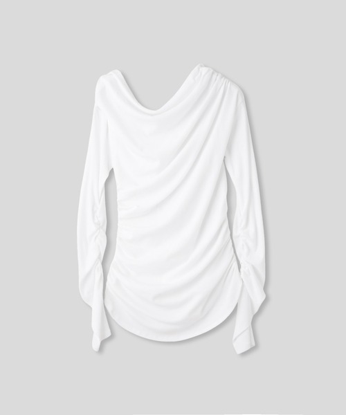 KINO THE KEI(キノザケイ)の「2WAY ドレープ ギャザー プルオーバー KINO THE KEI(Tシャツ/カットソー・レディース・ダークブラウン/クリーム/ホワイト・フリー)」の14枚目の写真